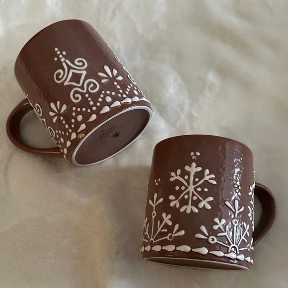 Pottery Barn Iced Gingerbread Mugs - set of 2