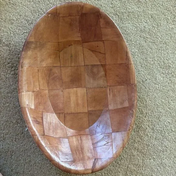Vintage Weave Woven Wooden 12” x 8.5” Serving Bowl
