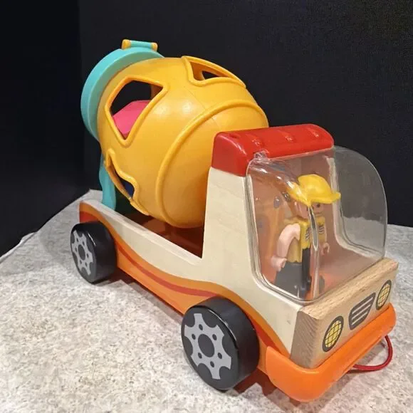 Baby Toddler Shape Sorter Toy Wooden Mixer Truck Colorful Blocks Learning Gift