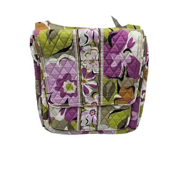 Vera Bradley Portobello Road Crossbody Retired Pattern Purple‎ Green Floral