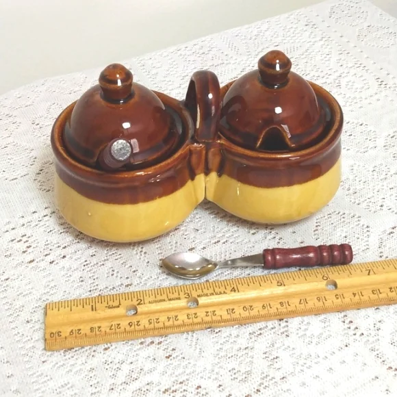 2 FOR $15 BUNDLE SALE! Home Vintage Cindiments/Honey/Sugar bowl. Stoneware