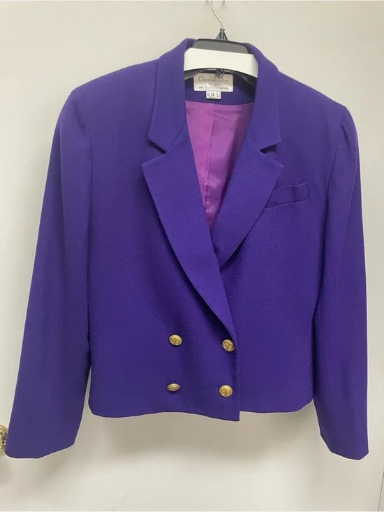 Vintage 80’s/90’s Dior Vibrant Purple Double-Breasted Blazer with Gold Buttons