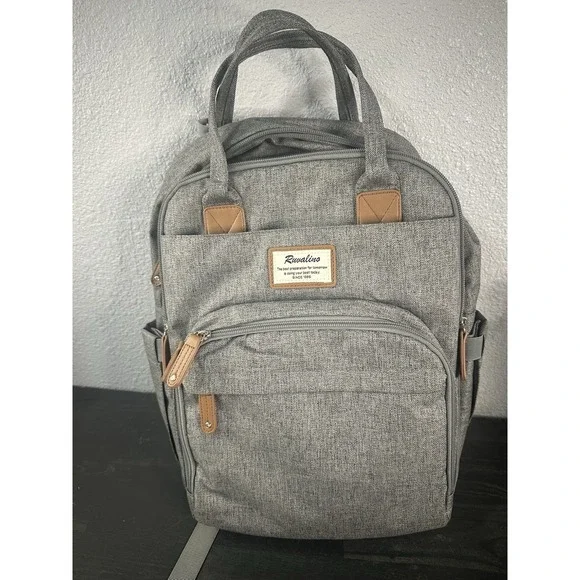 Backpack Baby Diaper Bag RUVALINO Multifunction Travel Back 14x18‎ Gray