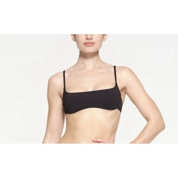 NWT‎ SKIMS RECYCLED SWIM MICRO SCOOP BIKINI TOP ONYX BLACK SIZE XL BT-SCP-2785