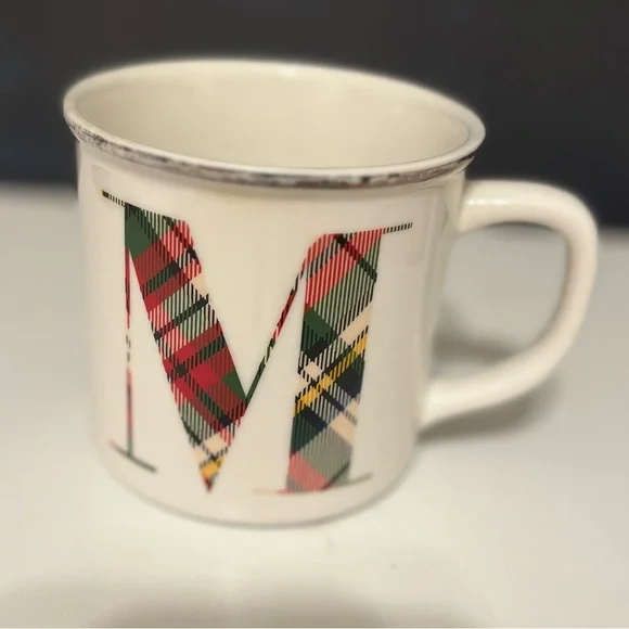 Pottery Barn M Plaid Mug