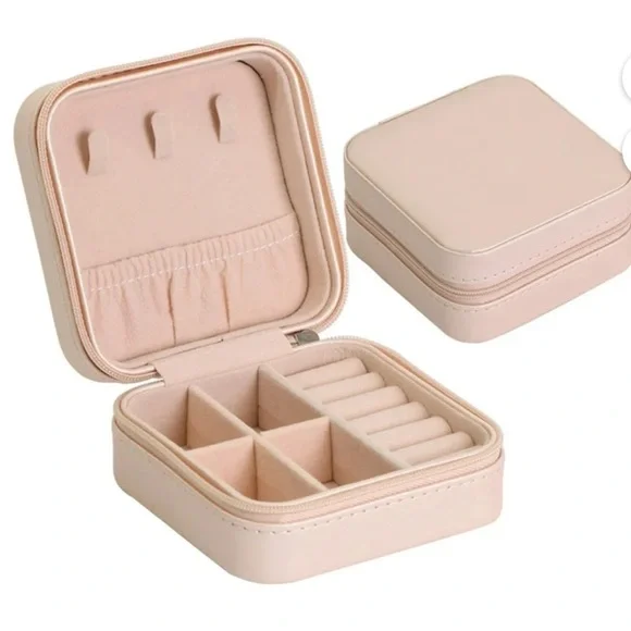 NWT Portable Travel Mini Jewelry Box Organizer Zip Case Storage Rings Earrings