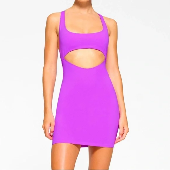 SKIMS Recycled Swim Cutout Tank Dress in Violet NWT