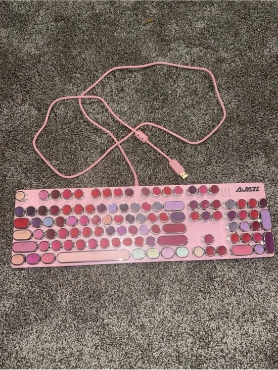 AJAZZ Pink Retro Round Key Mechanical Keyboard