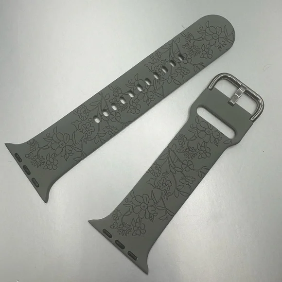 Apple Watch Band - Grey w Etched Flowers