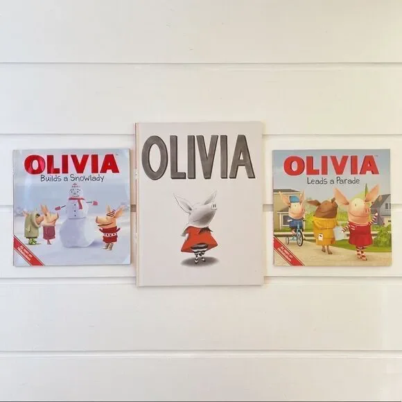Childrens Olivia Book Lot Olivia/Olivia Leads A Parade/Olivia Builds A Snowlady