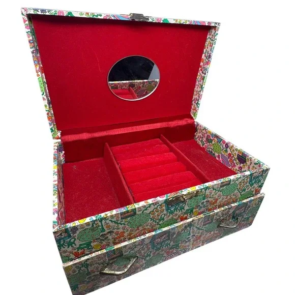 Vintage Laurel Japan Musical Jewelry Box Carnival Carousel Lara's Theme‎ Red