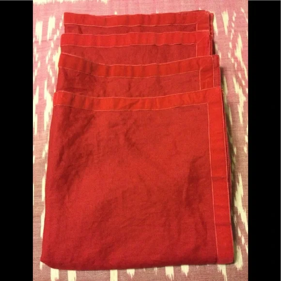 4 Pottery Barn red napkins