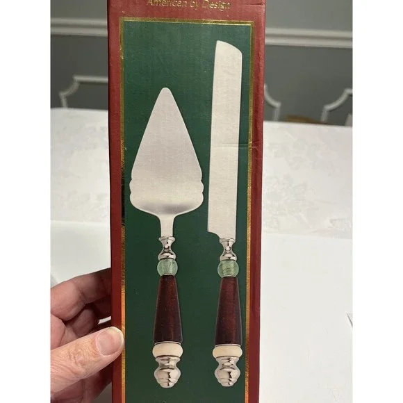 2 Pc Set Lenox Holiday Gatherings Cake Knife + Cake Server Stainless New in Box