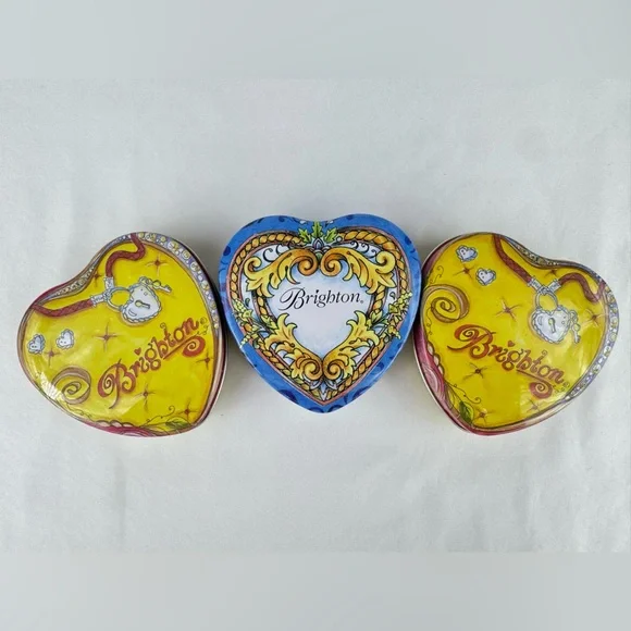 Vintage Brighton Heart Shaped Trinket Box Set of 3