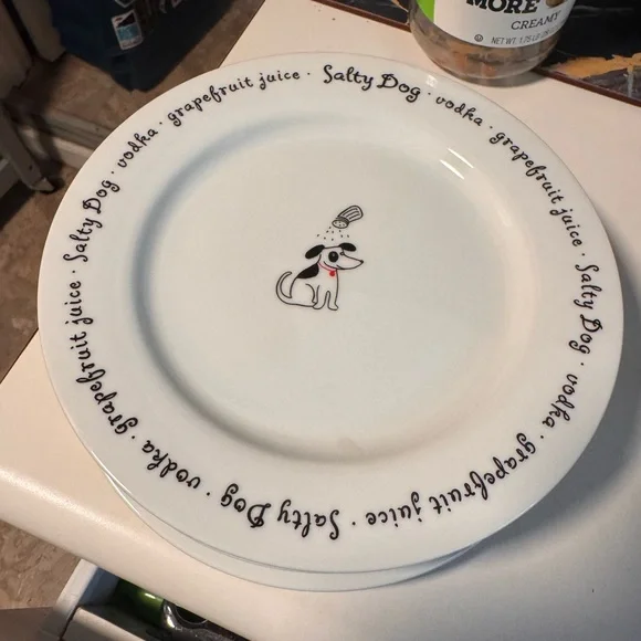 Pottery Barn Set of 7 Like New Bar Lingo Side Plates