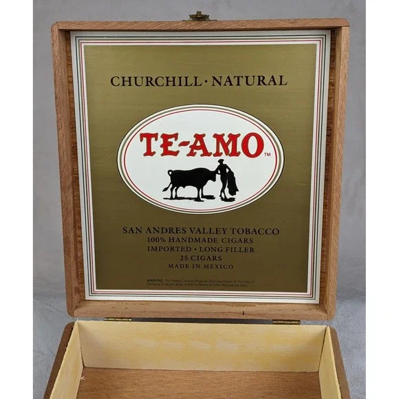 Te-Amo San Andres Valley Tobacco Empty Box Jewelry Storage Man Cave Desk Trinket