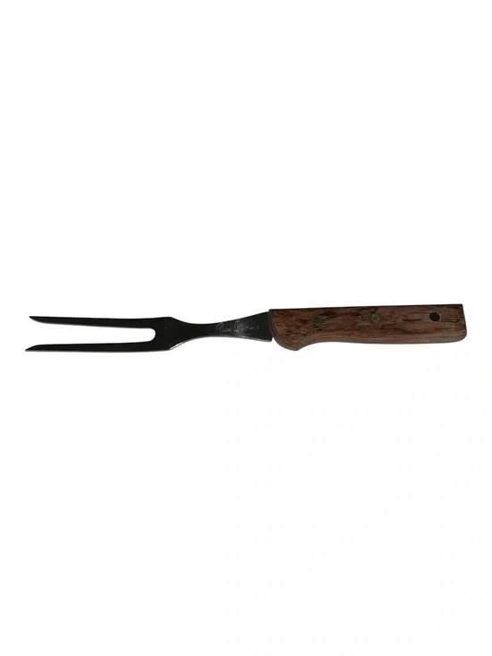 Pierre Santini Vtg Stainless Steel Carving Fork Wood‎ Handle Japan Kitchen