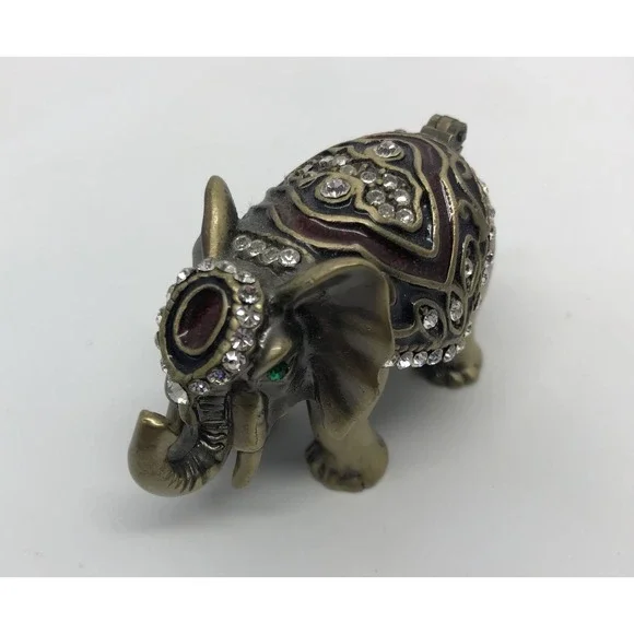 Stunning Bejeweled Elephant Jeweled  Trinket Box 2