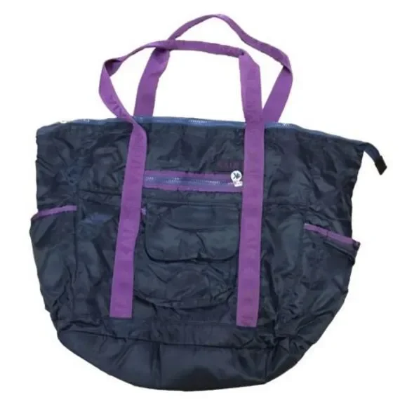KAIA TRAVEL TOTE DIAPER BAG BLACK Purple Out Pockets Zip Waterproof ￼￼￼Shoulder