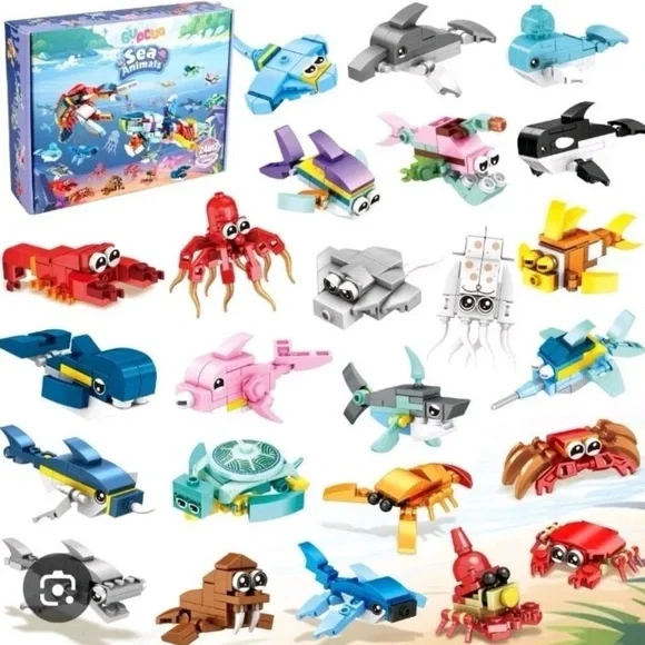 Sea Animal Building Blocks 24 Small or Two Large Ages 6-12 New in Box