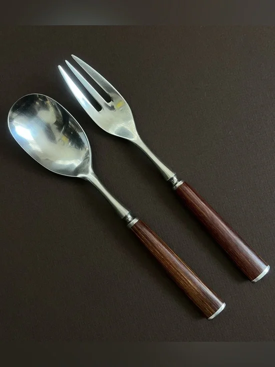 Vintage Dansk Wood Handle Serving Set