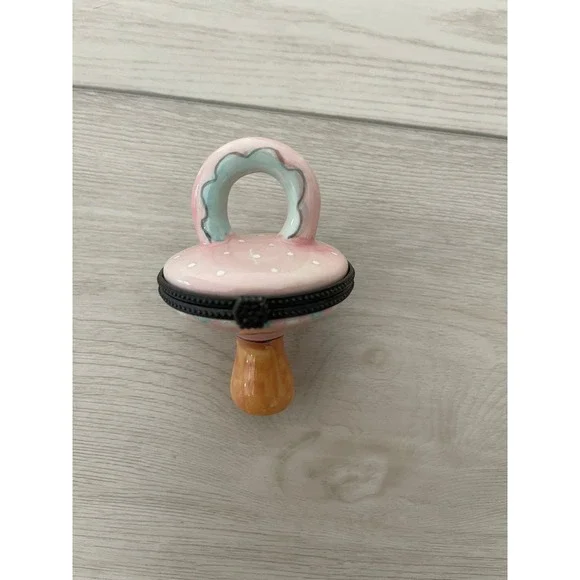 Vintage Baby Pacifier Trinket‎ Box Ceramic Jewelry Keepsake Decor