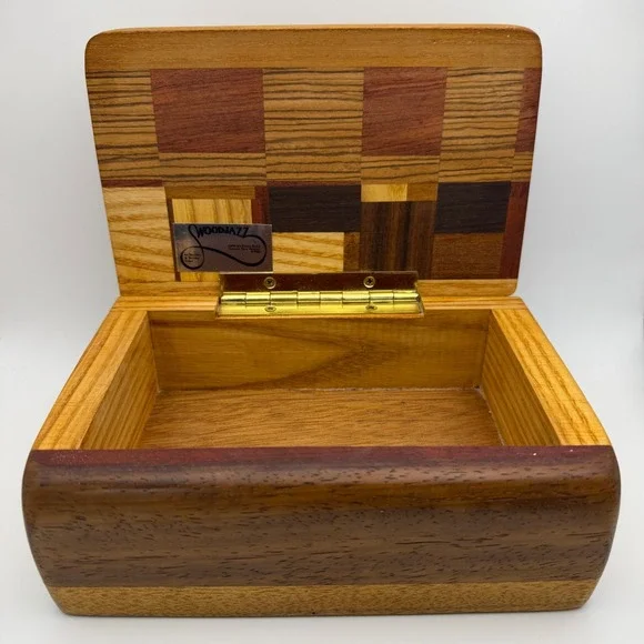 Handmade Wood‎ Inlay Jewelry Box WoodJazz Stanley & Shirley Giser NM Keepsake