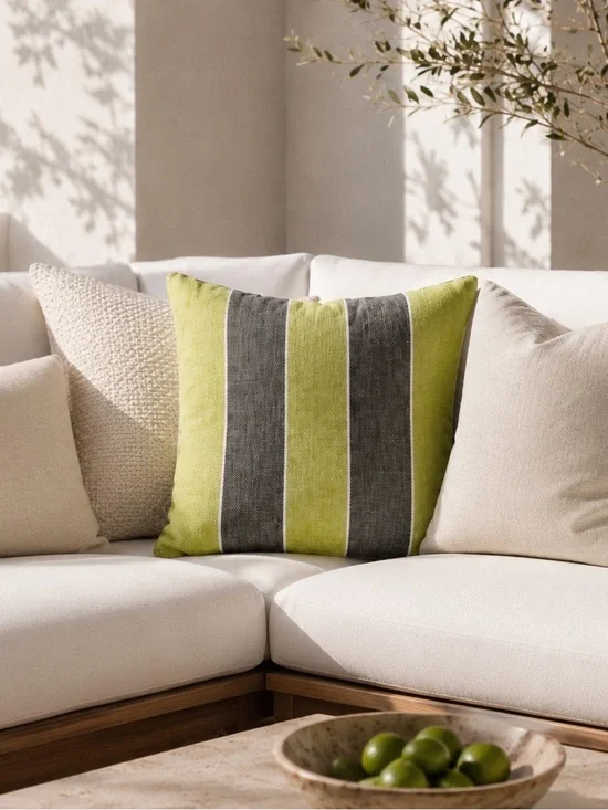 Restoration Hardware Cotton Striped Pillow Covers 20x20 Zip Closure