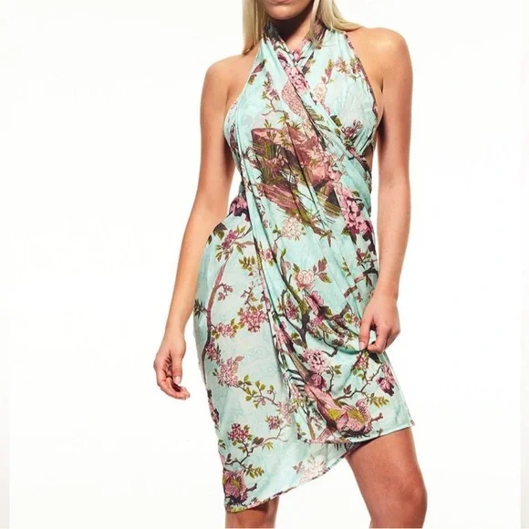 Skims x Roberto Cavalli Pareo Sarong Skirt Fagianella Swim Cover up Tie Dress