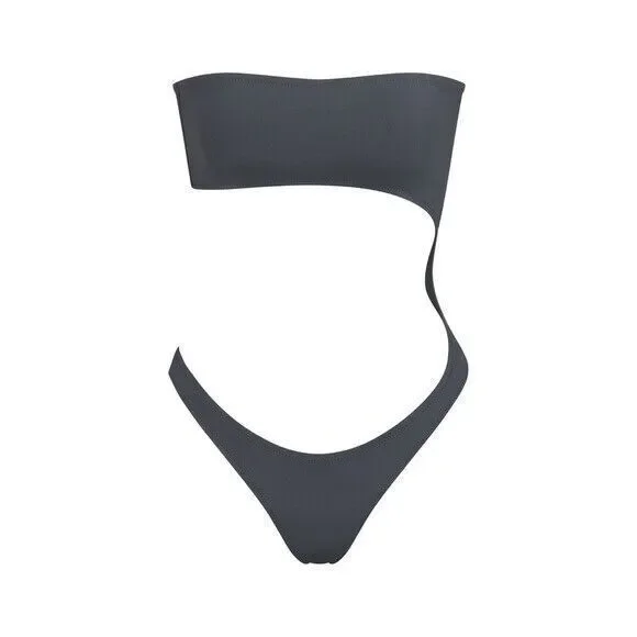SKIMS Recycled Swim Strapless Monokini Bathing Suit Size 3X Gunmetal Women's NWT