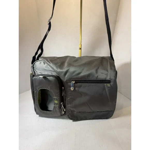 Fisher-Price Fast Finder Deluxe Messenger Diaper Bag Grey Green Baby Organizer