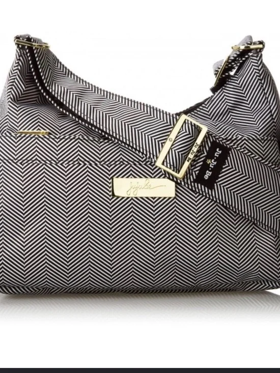 JuJuBe HoboBe Diaper Bag Onyx Black Magic Chevron Crossbody Shoulder Bag NWOT