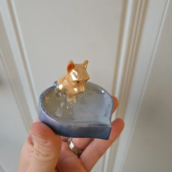 Lusterware Scottie Dog Heart Vintage Ring Dish Japan