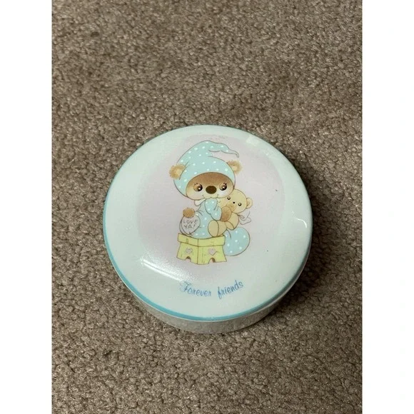 Sleepytime Bear Trinket Box Porcelain Jewelry Wallace Berrie 1983 With Lid