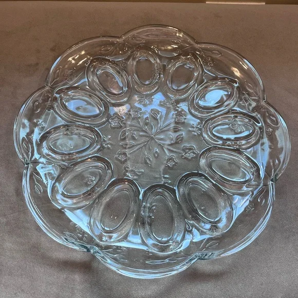 Anchor Hocking Savannah Clear Glass Egg Serving Platter