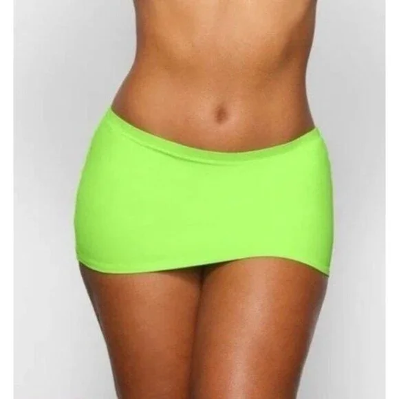 SKIMS Women Size 2X Recycled Swim Micro Mini Skirt Neon Green CU-SKT-2845 NEW
