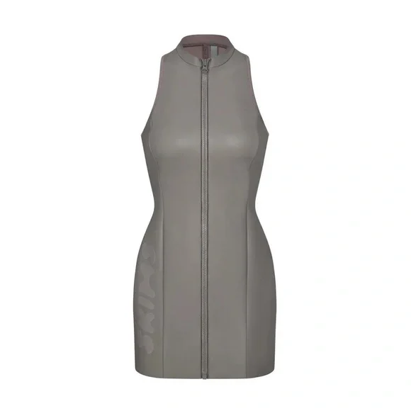 NWT SKIMS Rubberized Scuba Swim Mock Neck Dress Size Small