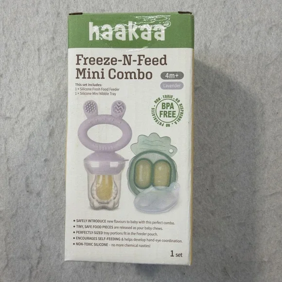 Haakaa Silicone Freeze-N-Feed Mini Combo BPA Free - Lavender 4 Months+ New