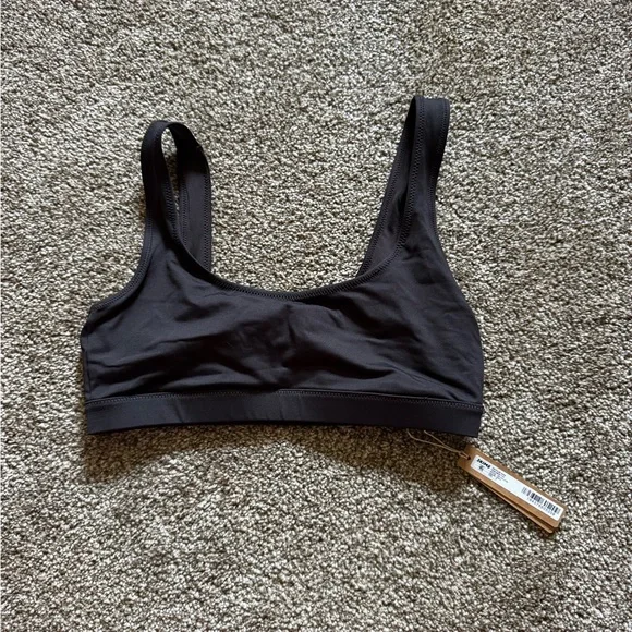 Skims Recycled Swim Tank Bikini Top - Onyx S