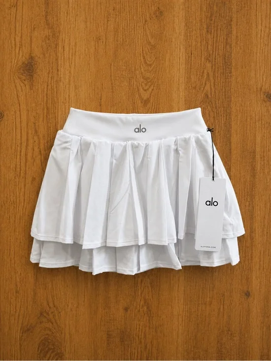 Alo White Double Or Nothing Tennis Skirt