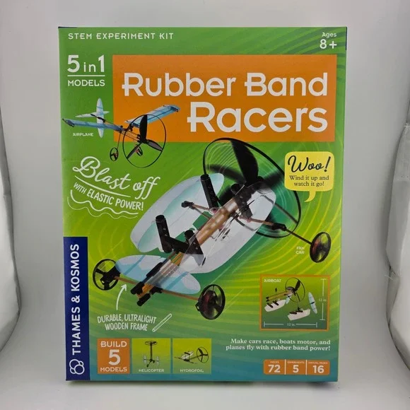 Thames and‎ Kosmos Rubber Band Racers 5 in 1 STEM Experiment Kit New