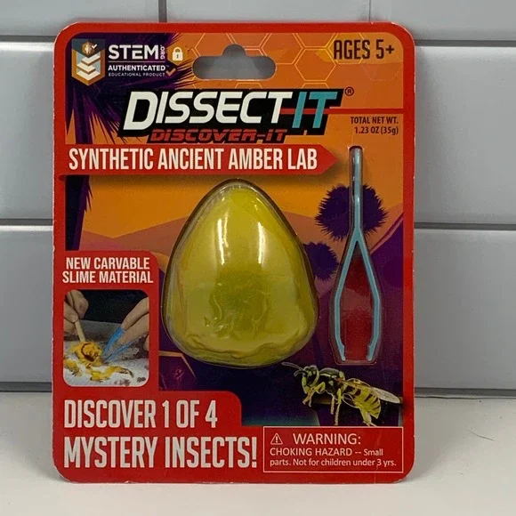 Dissect-It Discover-It Synthetic Ancient Amber Lab‎ STEM Toy Mystery Insect Kit