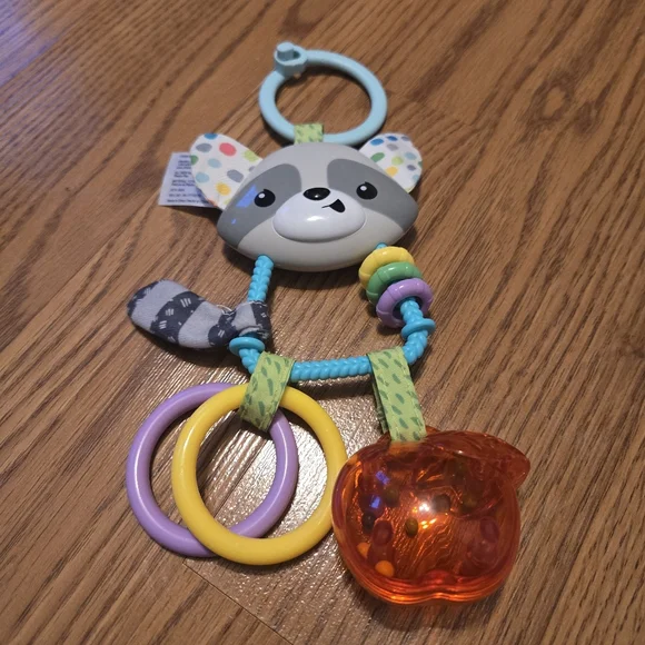 Infantino Jingle Charms Raccoon Rattle Travel Toy Baby Toy Infant Diaper Bag Toy