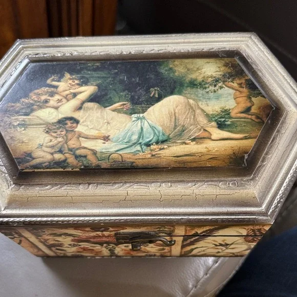 Vintage Decorative jewelry Box with Cherub Design