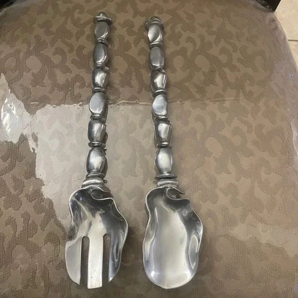 Pier 1 Mariposa Brillante Michael Updike Salad Server Set Fork & Spoon Pebble