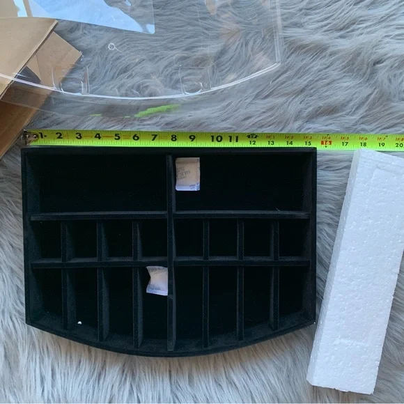 NEW black velvet jewelry tray chess organizer