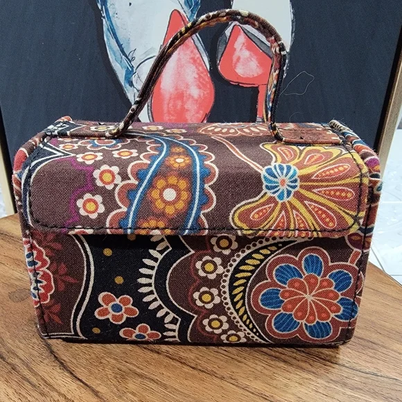 Vera Bradley Floral Paisley Vanity Travel Mini Jewelry Hard Case Retired Pattern