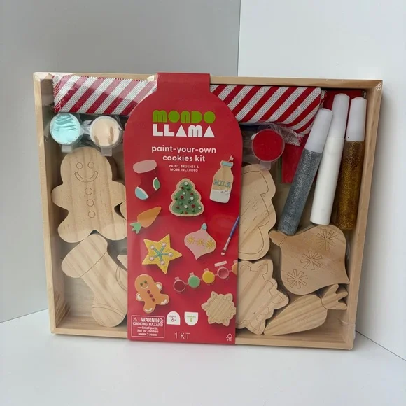 NWT Mondo Llama 2024 Wooden Paint Your‎ Own Christmas Cookies Craft Art Project