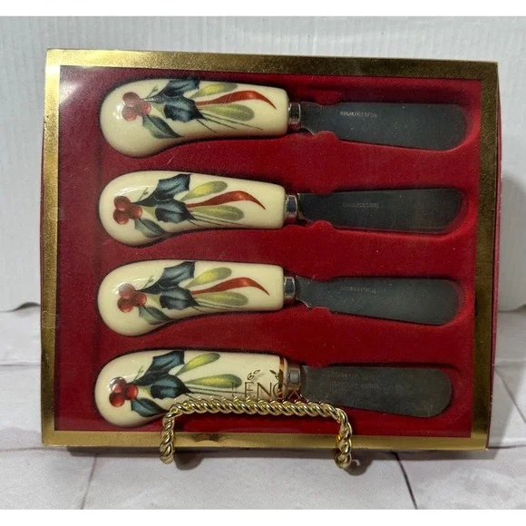 Lenox Winter Greetings Set of 4 Spreaders Stainless‎ Steel Bone China 6237218