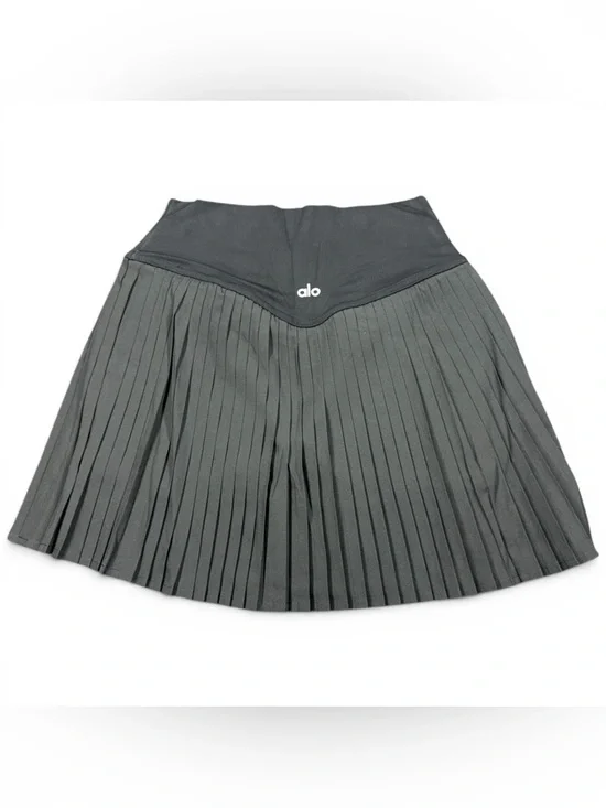 ALO Yoga Black Pleated Tennis Skirt with High Waistband